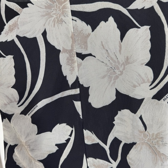 All Saints Floral Sheer Mesh Bodysuit Black Beige Size 2 Long Sleeve Top - Picture 12 of 16